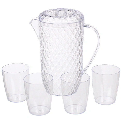 Кувшин пластиковый 1.7л "Ледяная свежесть" в наборе с 4-мя стаканами 250мл