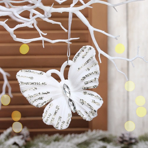 Подвеска "Элегантная бабочка" 10*10 см, Белый/серебро