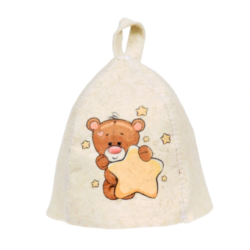 Шапка для бани и сауны детская "Мишка" "Hot Pot", войлок