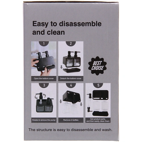 Дозатор для моющих средств 2х350мл 17х19х16 черный 8875_10