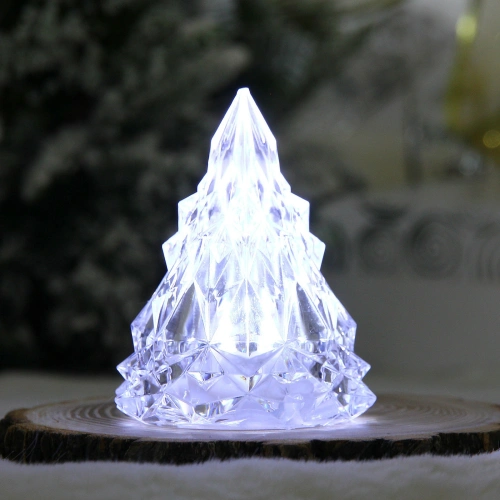 Сувенир с подсветкой "Кристальная ёлочка" 6,5*8 см, Белый