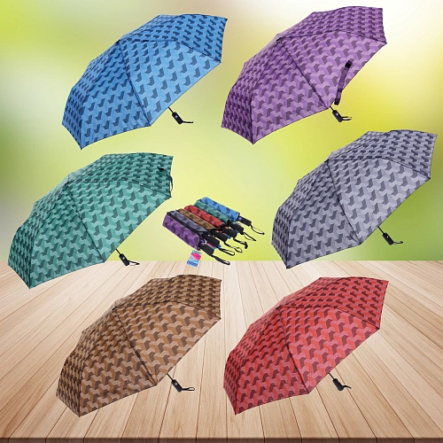 Зонт женский полуавтомат Витраж, микс 6 цветов, 8 спиц, d-100см, длина в слож виде 30см_3