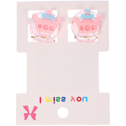 Заколки – крабы детские для волос 2шт на блистере «МАРЦИПАН», Корона, 1,2см