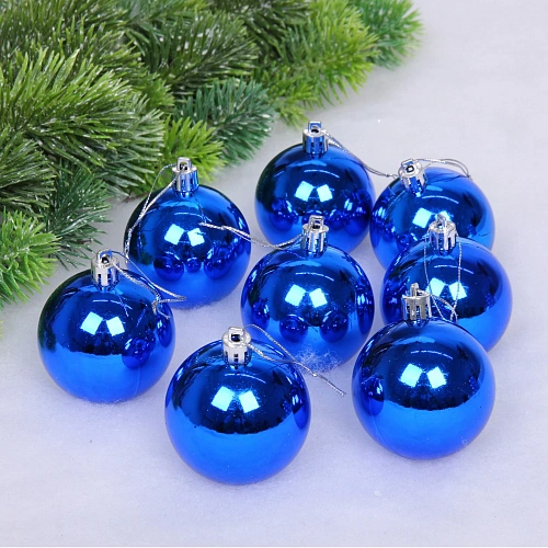 Новогодние шары 6 см (набор 24 шт) "Глянец", синий