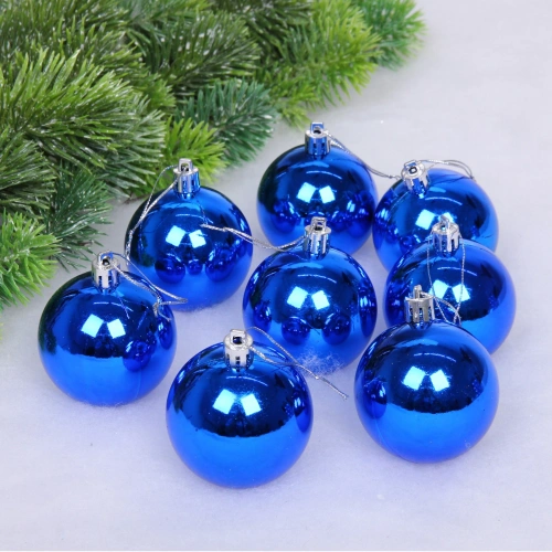 Новогодние шары 6 см (набор 24 шт) "Глянец", синий