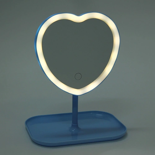 Зеркало настольное с подсветкой на подставке Mary Touch - Heart, цвет голубой, USB, 2029см_11