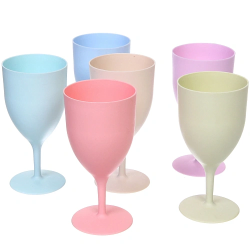 Бокал для вина 380мл в наборе 6шт "Пастель", микс цветов