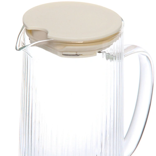 Кувшин стеклянный 1200мл Орфей с пластиковой крышкой и ситом, прозрачный_3