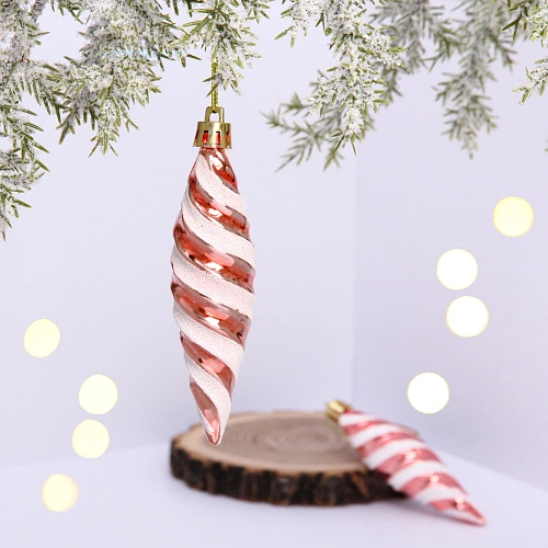 Ёлочные игрушки "Таинственное очарование" Сосульки 10 см (набор 2шт), розовое золото