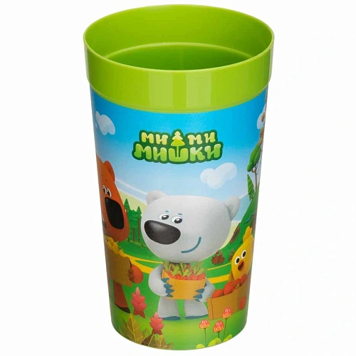 Стакан пластиковый 380мл "МИ-МИ-МИШКИ" зеленый