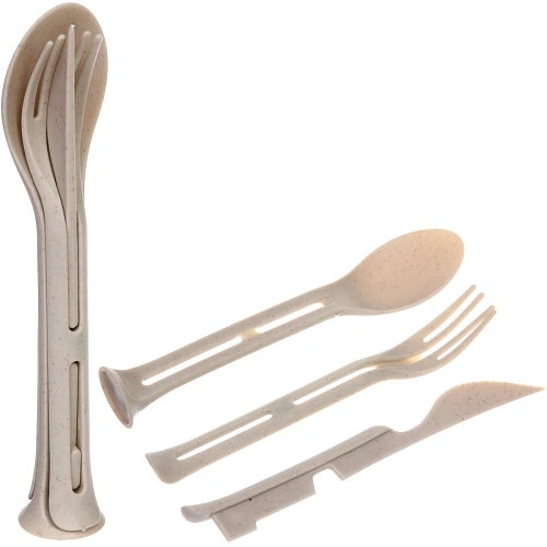 Набор столовых приборов "ЭкоЛайф" 3шт (ложка, вилка, нож) бежевый