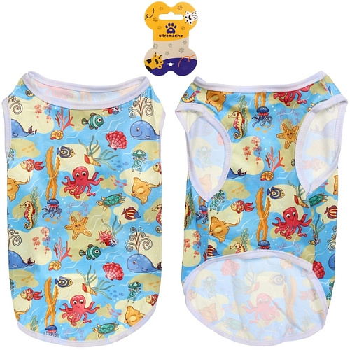 Майка для собак мелких пород "БРО на стиле", пляжная вечеринка, размер L (длина спинки 33см, объем груди 38см, от 7 до  9кг)