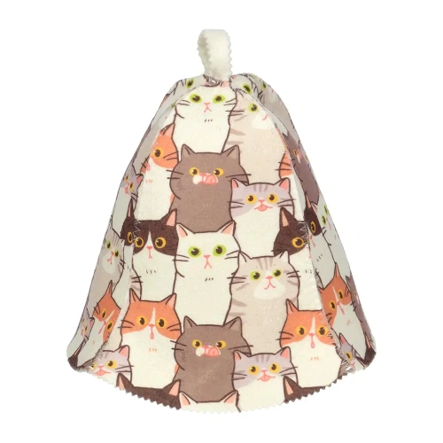 Шапка для бани и сауны "Котики" "Банные штучки", войлок /10