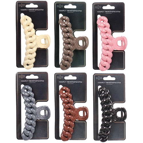 Заколка - краб для волос AKS - MANTANA, микс 6 цветов, косичка, 102см _12