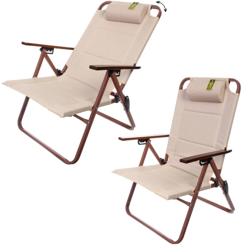 Кресло складное c подлокотниками до 120 кг DC-6018, 59*52*88 см, цвет: бежевый, каркас алюмииний, ТуристМастер