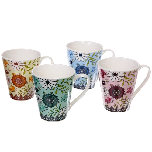 Кружка керамическая 350мл "Летние узоры", микс цветов