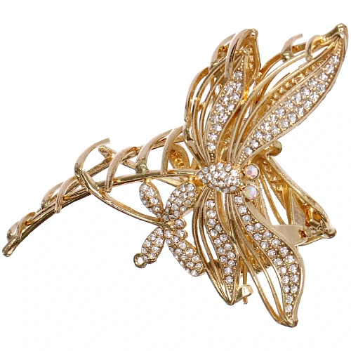 Заколка - краб для волос со стразами на блистере ДЕ Палма, стрекоза, цвет золото и серебро, 116см (пакет с подвесом)_3