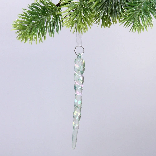 Подвеска Морозная сосулька 13 см, Зелёный_2