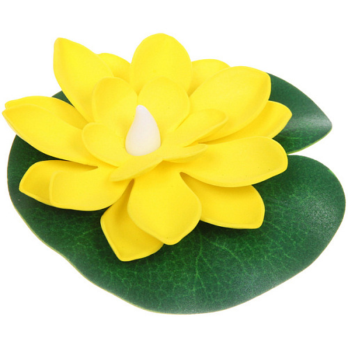 Растение водоплавающее Кувшинка d-10см с подсветкой от контакта с водой, желтый_3