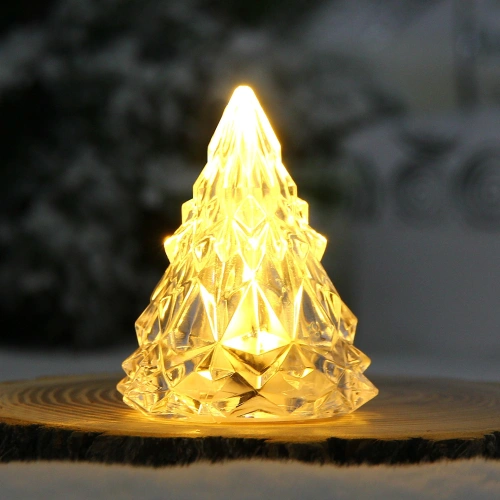 Сувенир с подсветкой "Кристальная ёлочка" 5*6 см, Теплый белый