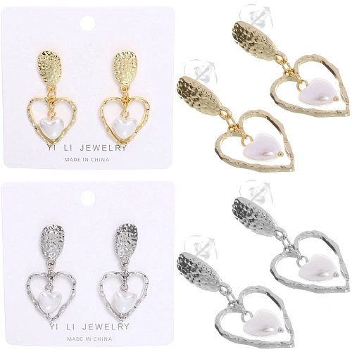 Серьги "ЭЛЛОДИ", сердечки, цвет золото и серебро, 3,5*3,5см