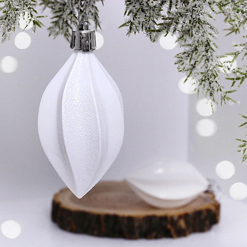 Ёлочные игрушки "Таинственное очарование" Капля 8 см (набор 2шт), белый