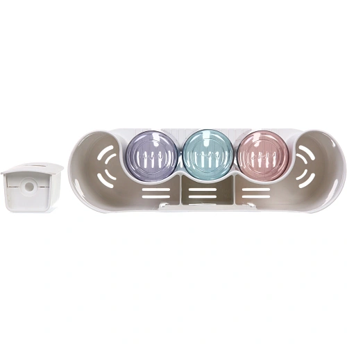 Подставка для умывальных принадлежностей Универсальная 3 стакана + дозатор для зубной пасты 6292-2_5