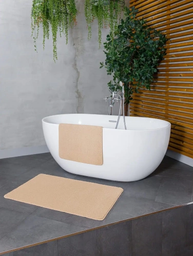 Комплект ковриков для ванной и туалета My Crystal 60*100 и 50*60 Классик,бежевый 