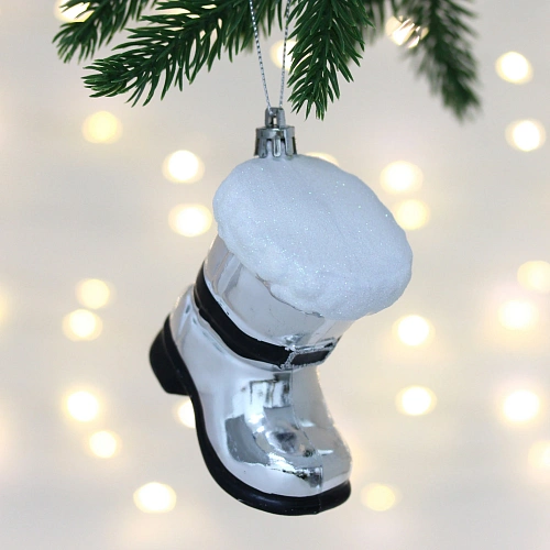 Елочная игрушка "Новогодний сапог" 8*5*8,5 см, Серебро