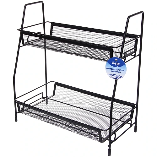 Этажерка настольная хозяйственная универсальная  "ФАНАДЕРО", цвет черный, 31*17*33см (лейбл Селфи)✦