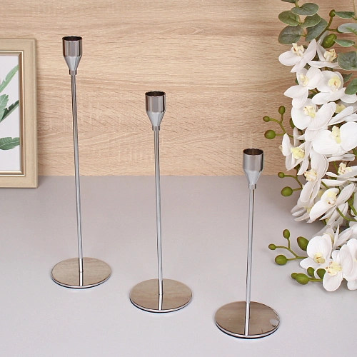 Подсвечники SUNSHINE 23 2832 см (набор 3 шт), Серебро_6