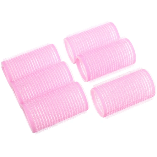 Бигуди липучки, 6шт., однотонные, розовый, d-3см