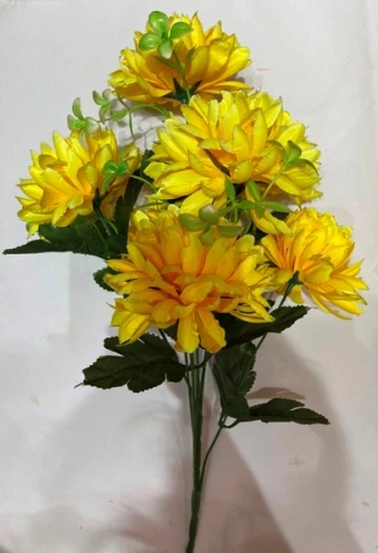 Искусственные цветы "Цветочная мелодия" Хризантемы 49см 7 цветков желтые