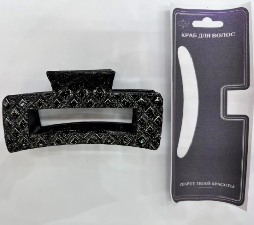 Заколка - краб для волос "AKS - MANTANA", микс 6 цветов, прямоугольник,10,5*3,5см 