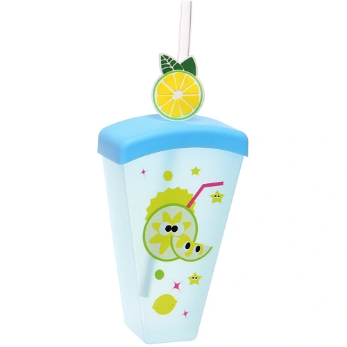 Стакан пластиковый 400мл Свежесть лета с трубочкой, цвета микс_5