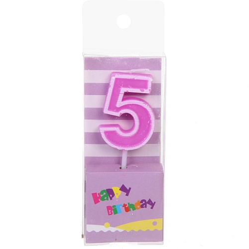 Свеча для торта Цифра Яркий праздник "5" 7,5 см