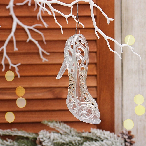 Подвеска "Туфелька королевы" 8*5*10 см, Белый/Золотой блеск