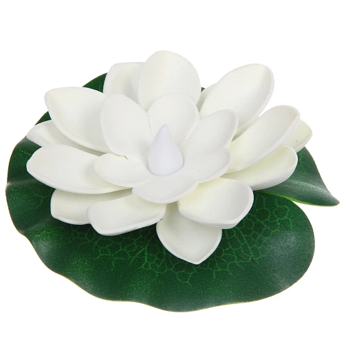 Растение водоплавающее Кувшинка d-10см с подсветкой от контакта с водой, белый_3