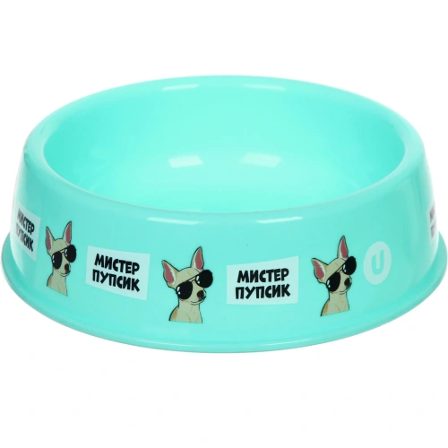 Миска пластиковая "МОЙ БРО - М!ИСТЕР ПУПСИК, цвет мятный 21*6,5см (логотип на миске) 700мл
