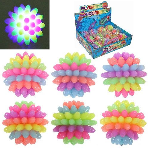 Мяч 5,5 см "Ёжик" попрыгун, с подсветкой