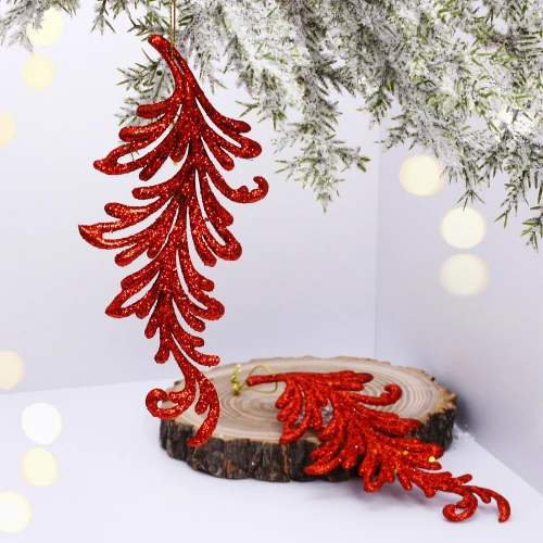 Подвеска "Волшебное перо" 10 см (набор 2 шт), красный