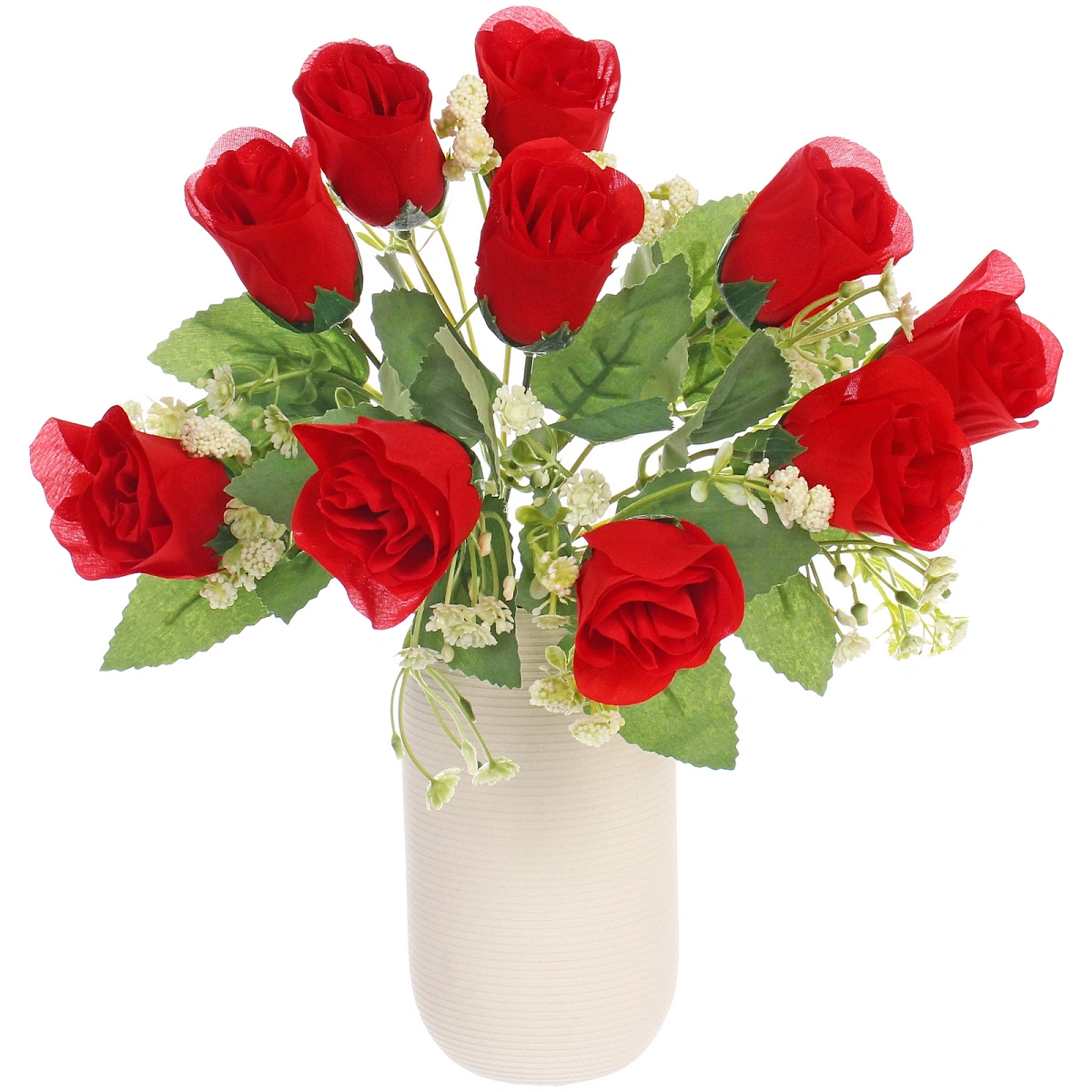 Искусственные цветы "Букет роз" 32см 10 цветков красные