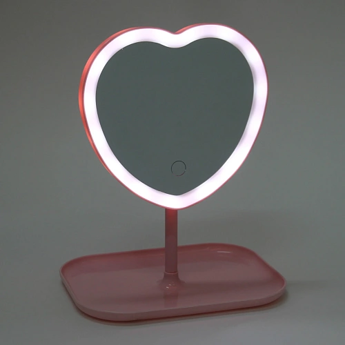 Зеркало настольное с подсветкой на подставке Mary Touch - Heart, цвет розовый, USB, 2029см_10