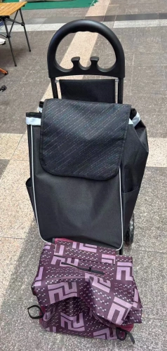 Тележка хозяйственная с сумкой (96*26*36см, колеса 15.5см,груз. до 30 кг.) бордовая DC307GG