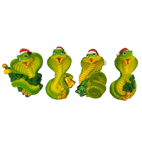 Магнит "Змея в новогоднем колпаке" 5*6,5 см, микс