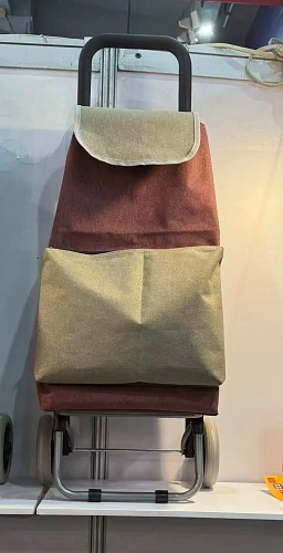 Тележка хозяйственная с сумкой (98*36*24см, колеса 15см,грузоподъемность до 30 кг) F бордовая