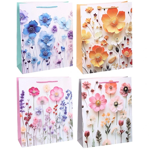 Пакет подарочный "Восковые цветочки" 32*26*10 см