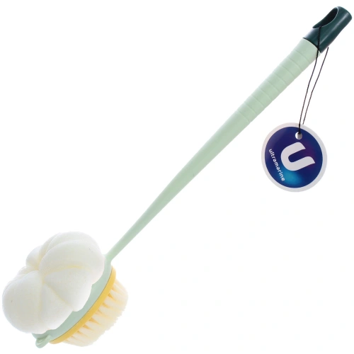 Мочалка массажная "PREMIUM - KOLISTA", на пластиковой ручке, цвет мятный, 35*8*8см (лейбл Ультрамарин)