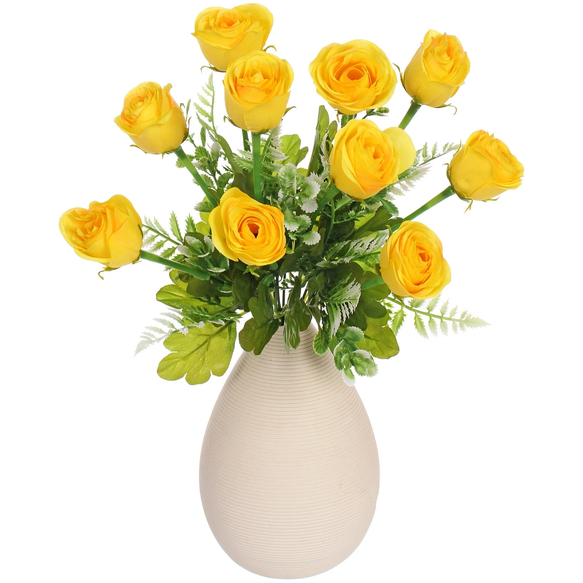 Искусственные цветы "Розовый букет" 42см 10 цветков желтые