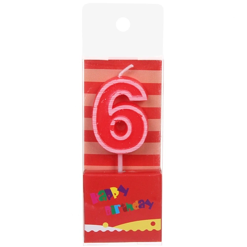 Свеча для торта Цифра Яркий праздник "6" 7,5 см